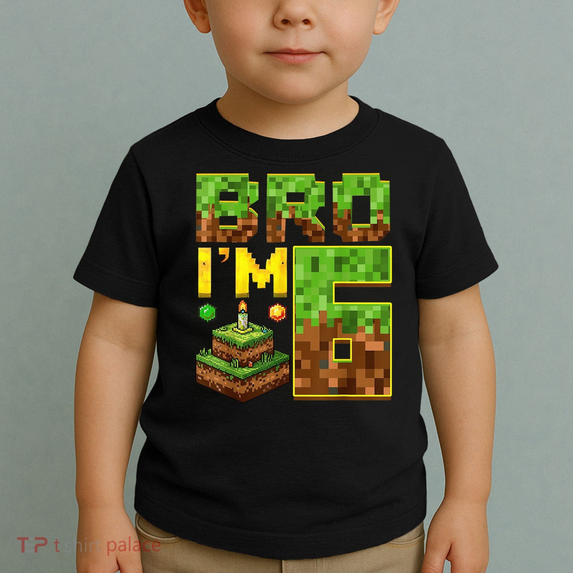 Boy 6th Birthday Boy Bro I’M 6 Year Old Gamer Pixel Toddler T-Shirt