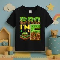 Boy 6th Birthday Boy Bro I’M 6 Year Old Gamer Pixel Toddler T-Shirt thumb 3