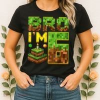 Boy 6th Birthday Boy Bro I’M 6 Year Old Gamer Pixel Women's T-Shirt thumb 2