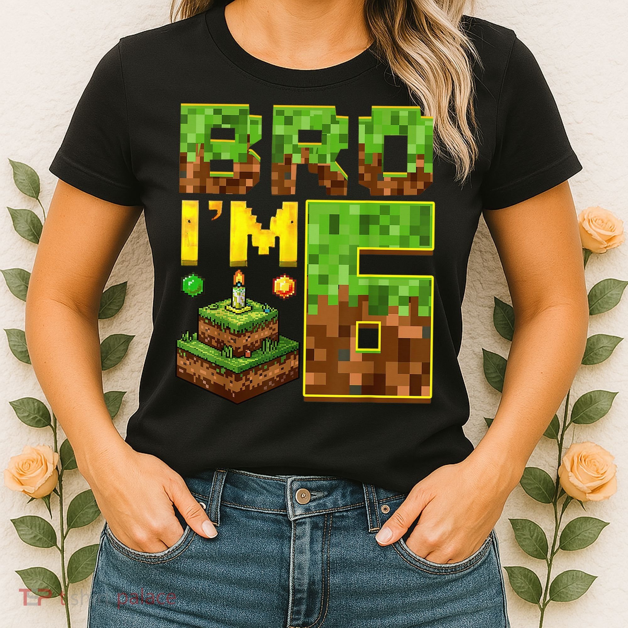 Boy 6th Birthday Boy Bro I’M 6 Year Old Gamer Pixel Women's T-Shirt