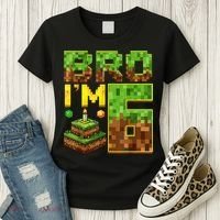 Boy 6th Birthday Boy Bro I’M 6 Year Old Gamer Pixel Women's T-Shirt thumb 3