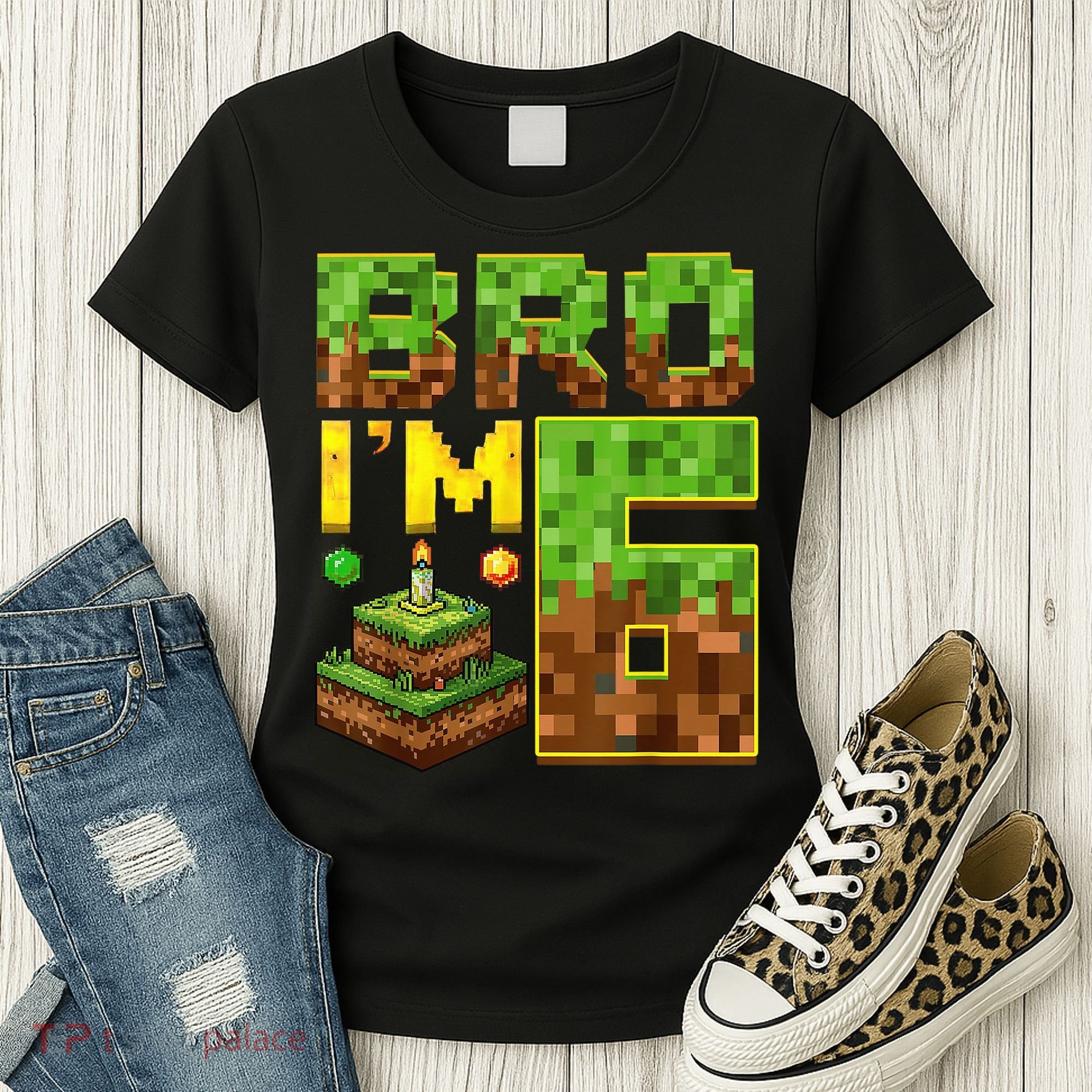 Boy 6th Birthday Boy Bro I’M 6 Year Old Gamer Pixel Women's T-Shirt