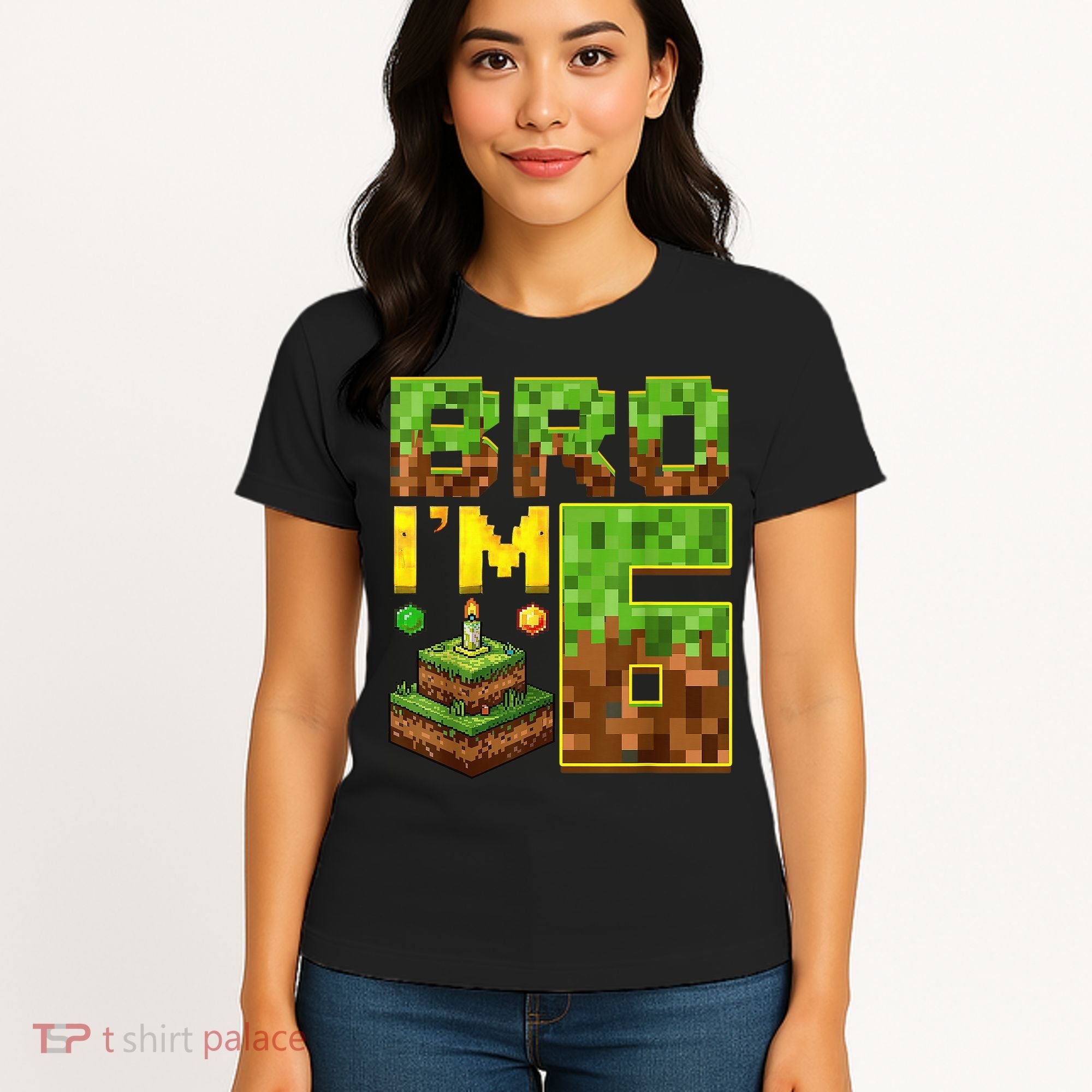 Boy 6th Birthday Boy Bro I’M 6 Year Old Gamer Pixel Women's T-Shirt