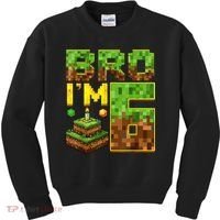 Boy 6th Birthday Boy Bro I’M 6 Year Old Gamer Pixel Kids Sweatshirt thumb 0