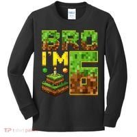 Boy 6th Birthday Boy Bro I’M 6 Year Old Gamer Pixel Kids Long Sleeve Shirt thumb 0