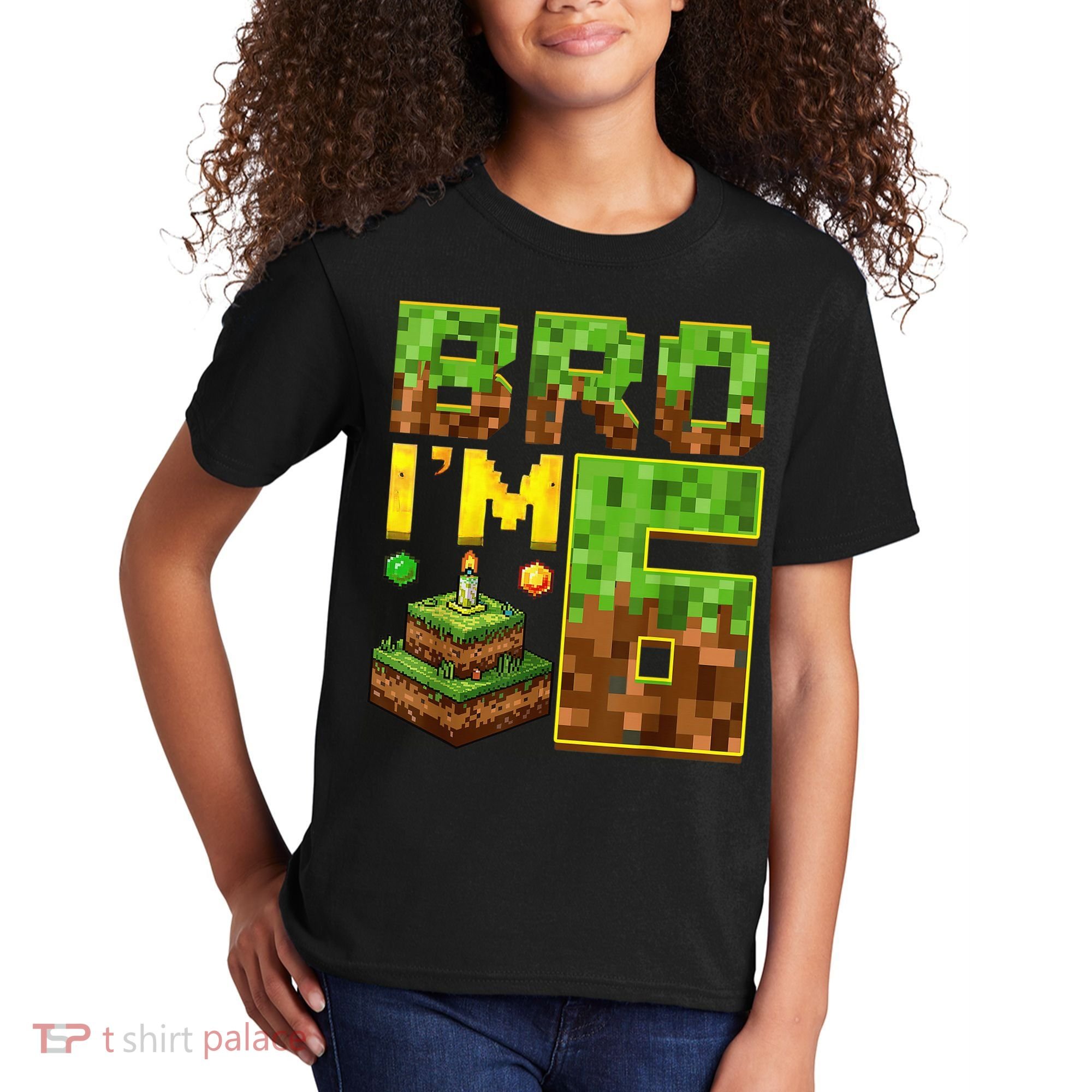 Boy 6th Birthday Boy Bro I’M 6 Year Old Gamer Pixel Kids T-Shirt