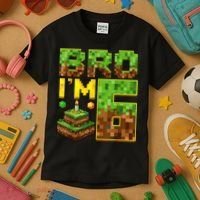 Boy 6th Birthday Boy Bro I’M 6 Year Old Gamer Pixel Kids T-Shirt thumb 3