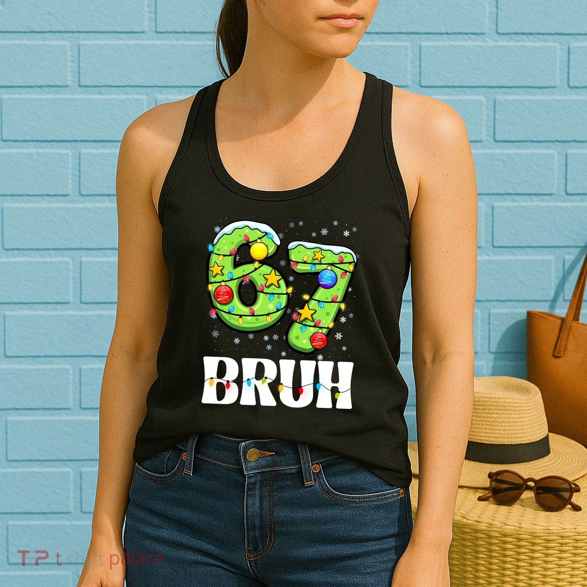 Bruh 67 Christmas Six Seven 6-7 Meme Funny Women's Tank Top