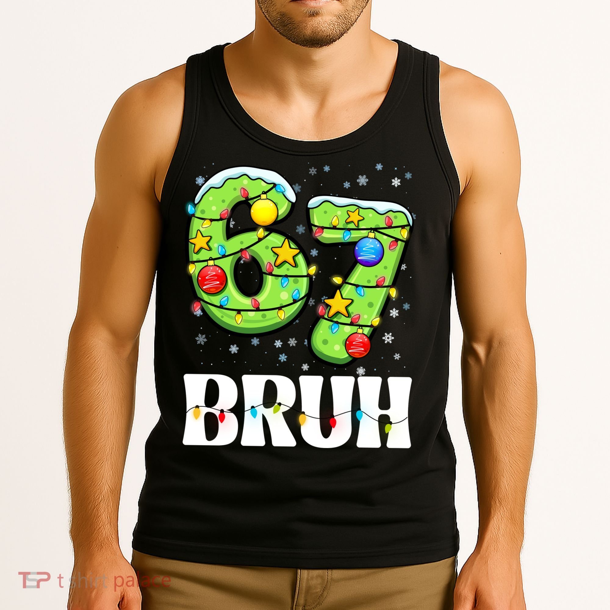 Bruh 67 Christmas Six Seven 6-7 Meme Funny Tank Top
