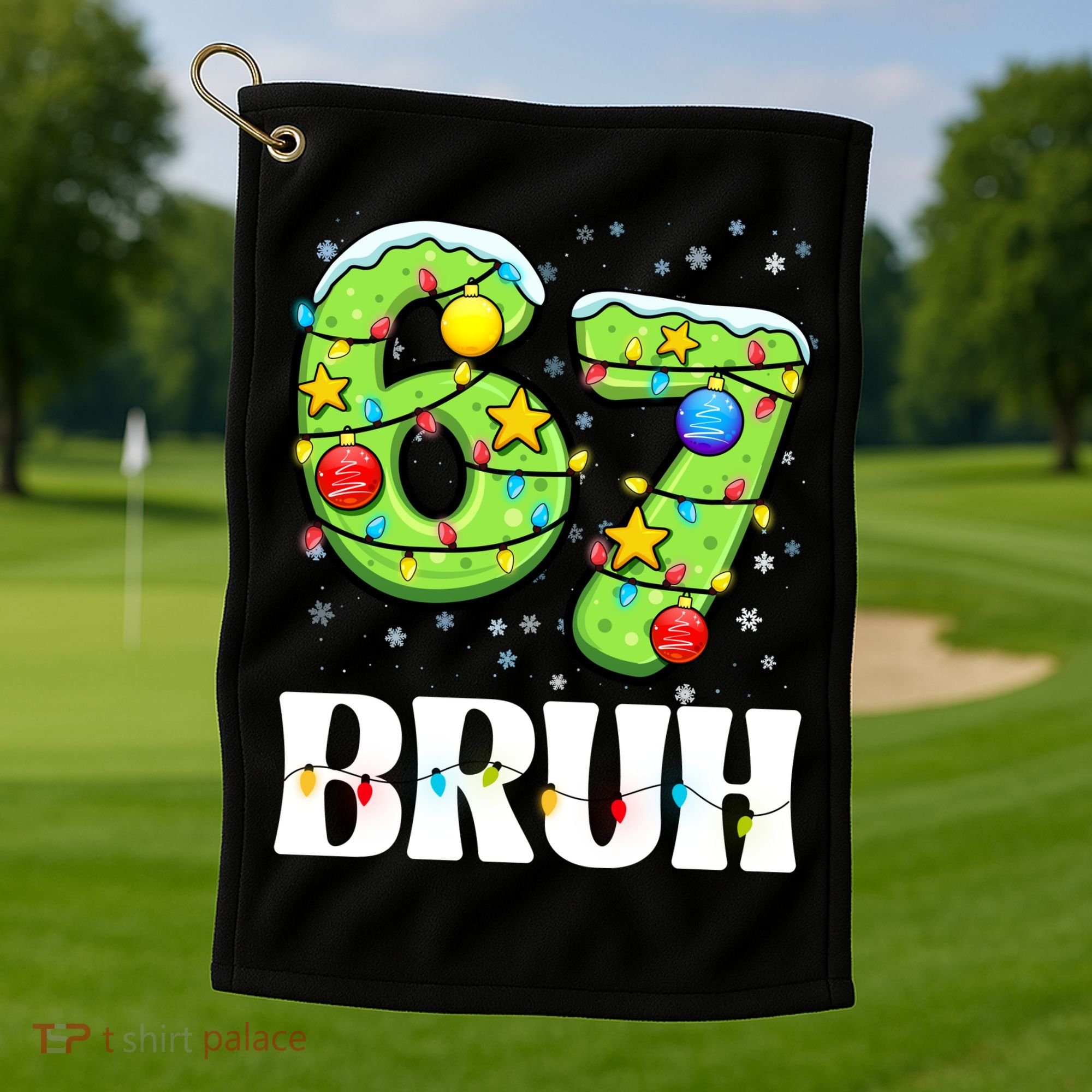 Bruh 67 Christmas Six Seven 6-7 Meme Funny Golf Towel