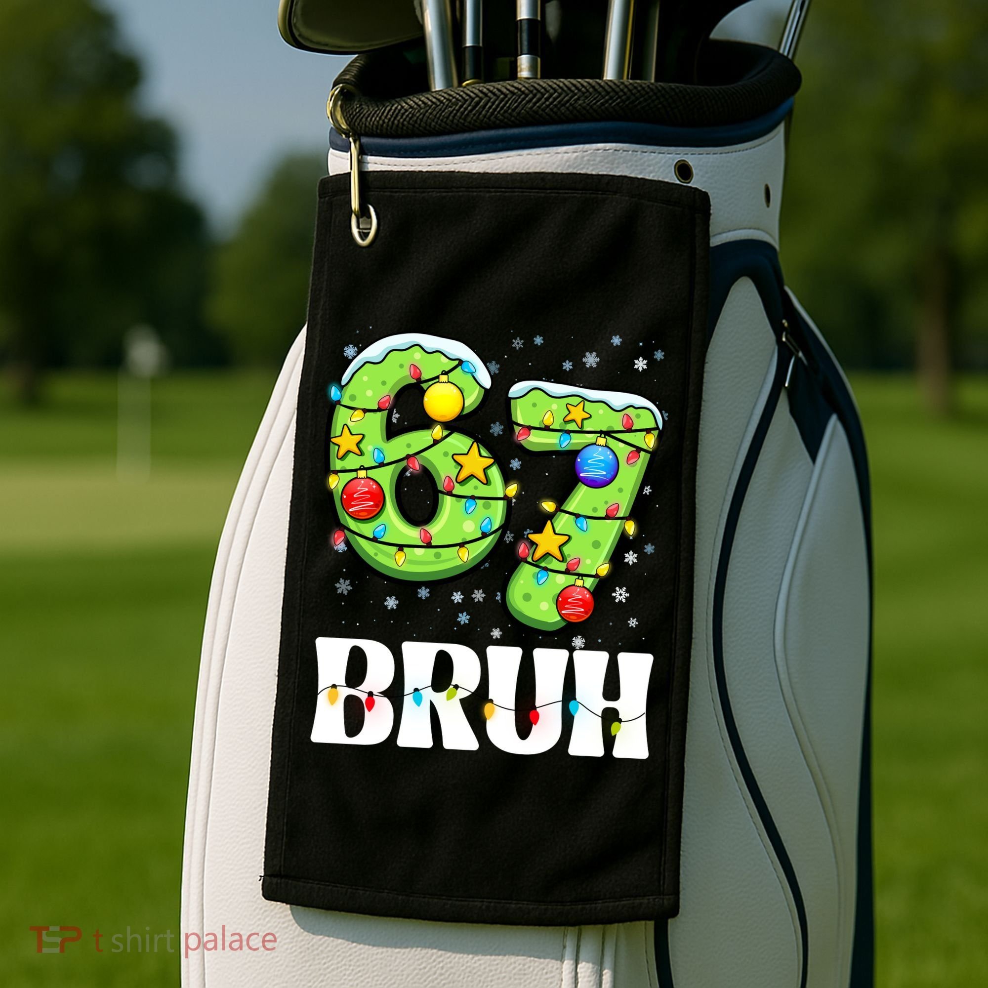 Bruh 67 Christmas Six Seven 6-7 Meme Funny Golf Towel