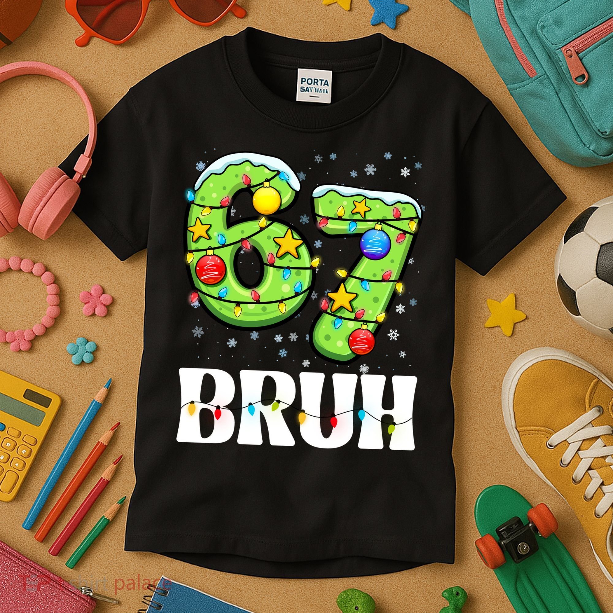 Bruh 67 Christmas Six Seven 6-7 Meme Funny Kids T-Shirt