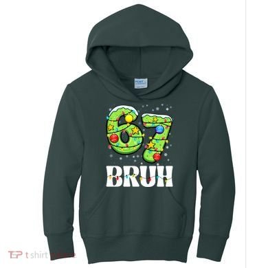 Bruh 67 Christmas Six Seven 6-7 Meme Funny Kids Hoodie