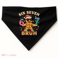 Bruh 67 Christmas Six Seven Gingerbread USA-Made Doggie Bandana thumb 0