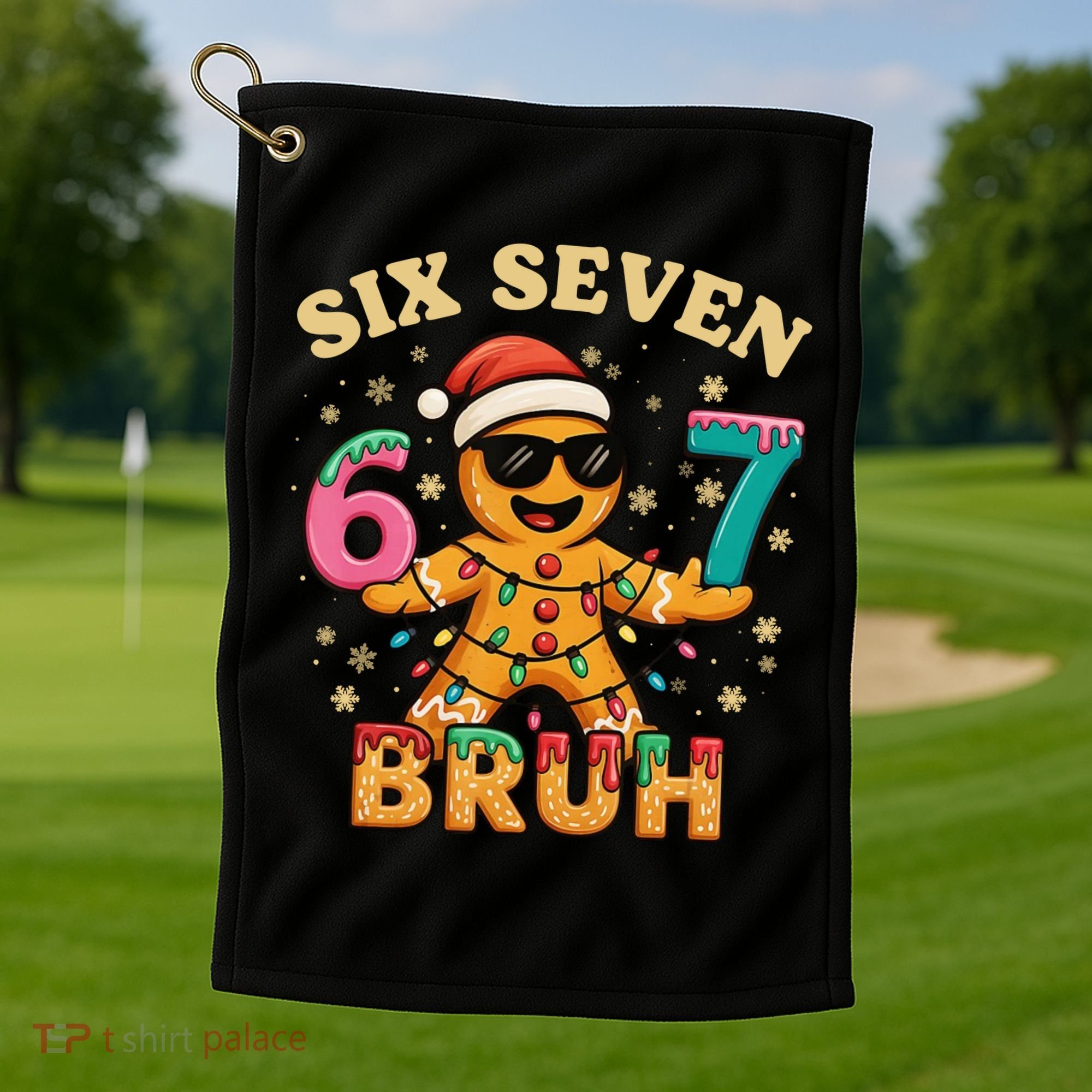Bruh 67 Christmas Six Seven Gingerbread Golf Towel