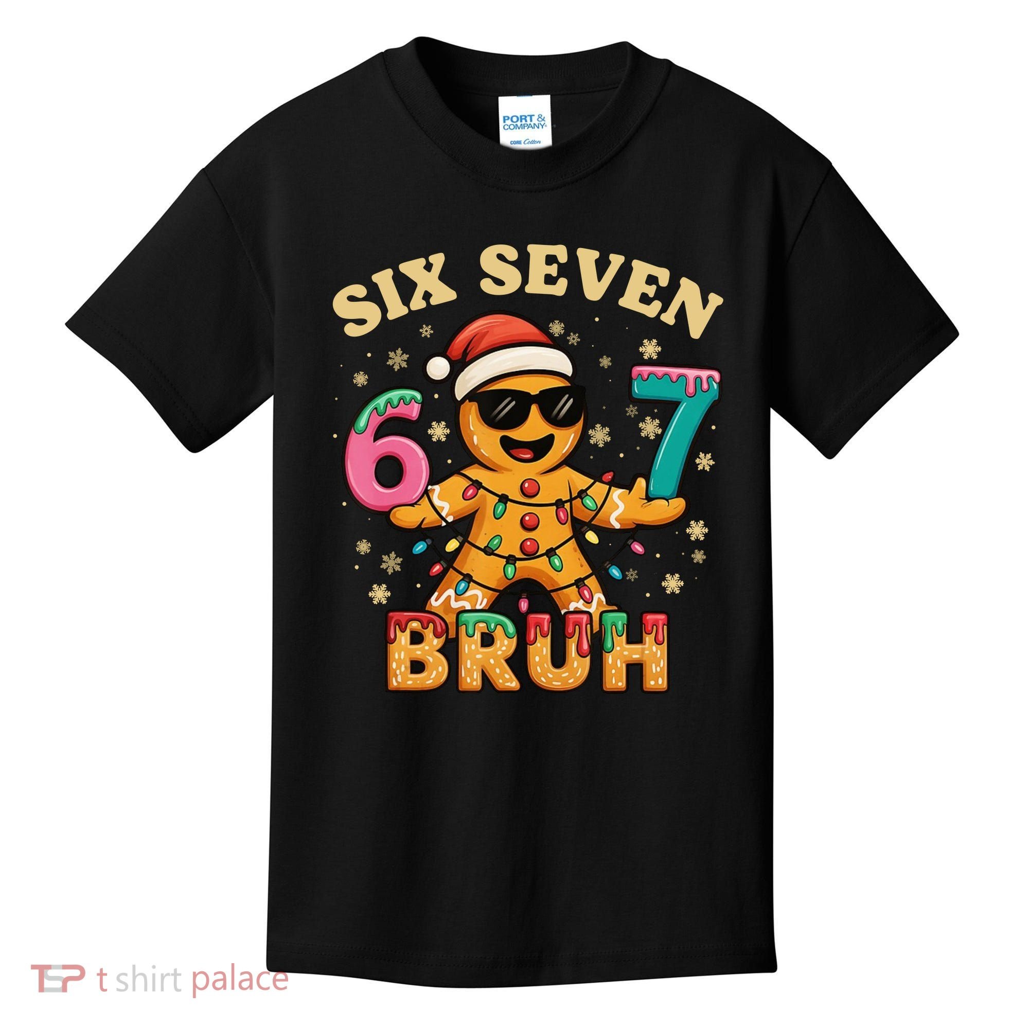 Bruh 67 Christmas Six Seven Gingerbread Kids T-Shirt