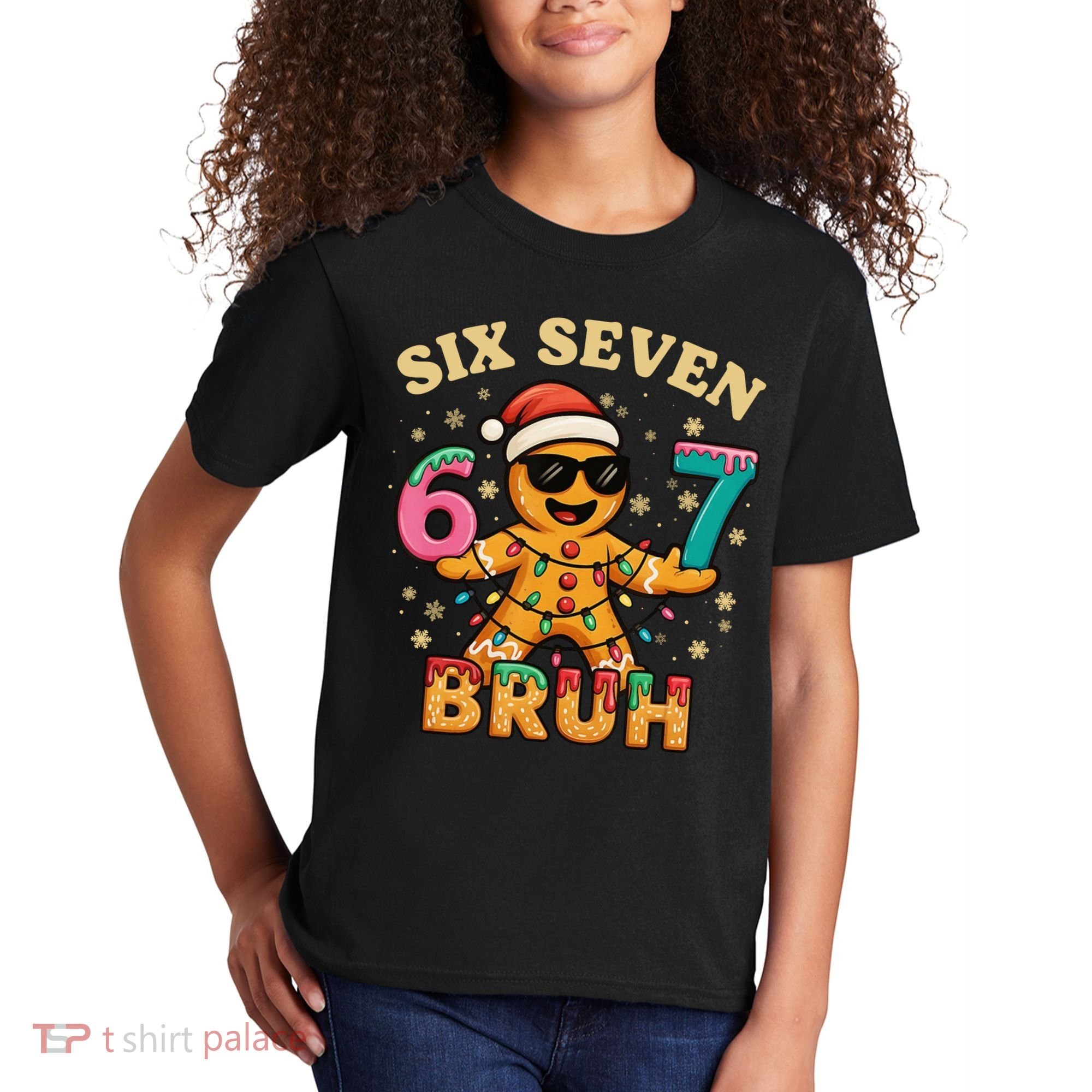 Bruh 67 Christmas Six Seven Gingerbread Kids T-Shirt
