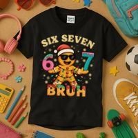 Bruh 67 Christmas Six Seven Gingerbread Kids T-Shirt thumb 3