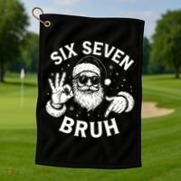 Bruh 67 Christmas Santa Claus Six Seven 6 7 Meme Golf Towel thumb 1