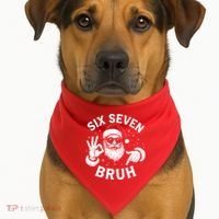 Bruh 67 Christmas Santa Claus Six Seven 6 7 Meme USA-Made Doggie Bandana thumb 1