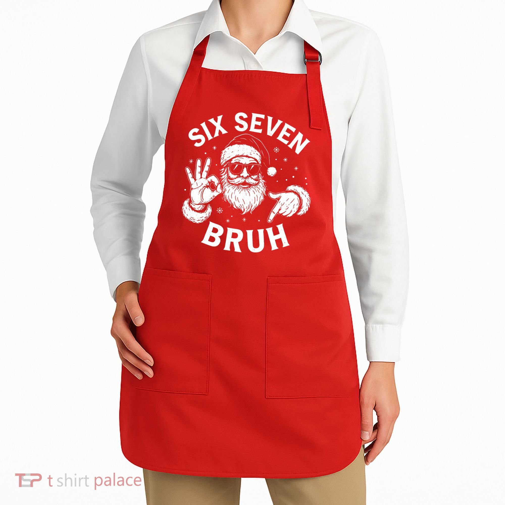 Bruh 67 Christmas Santa Claus Six Seven 6 7 Meme Apron