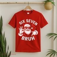 Bruh 67 Christmas Santa Claus Six Seven 6 7 Meme T-Shirt thumb 2