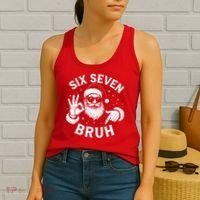 Bruh 67 Christmas Santa Claus Six Seven 6 7 Meme Women's Tank Top thumb 2