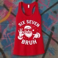Bruh 67 Christmas Santa Claus Six Seven 6 7 Meme Women's Tank Top thumb 3