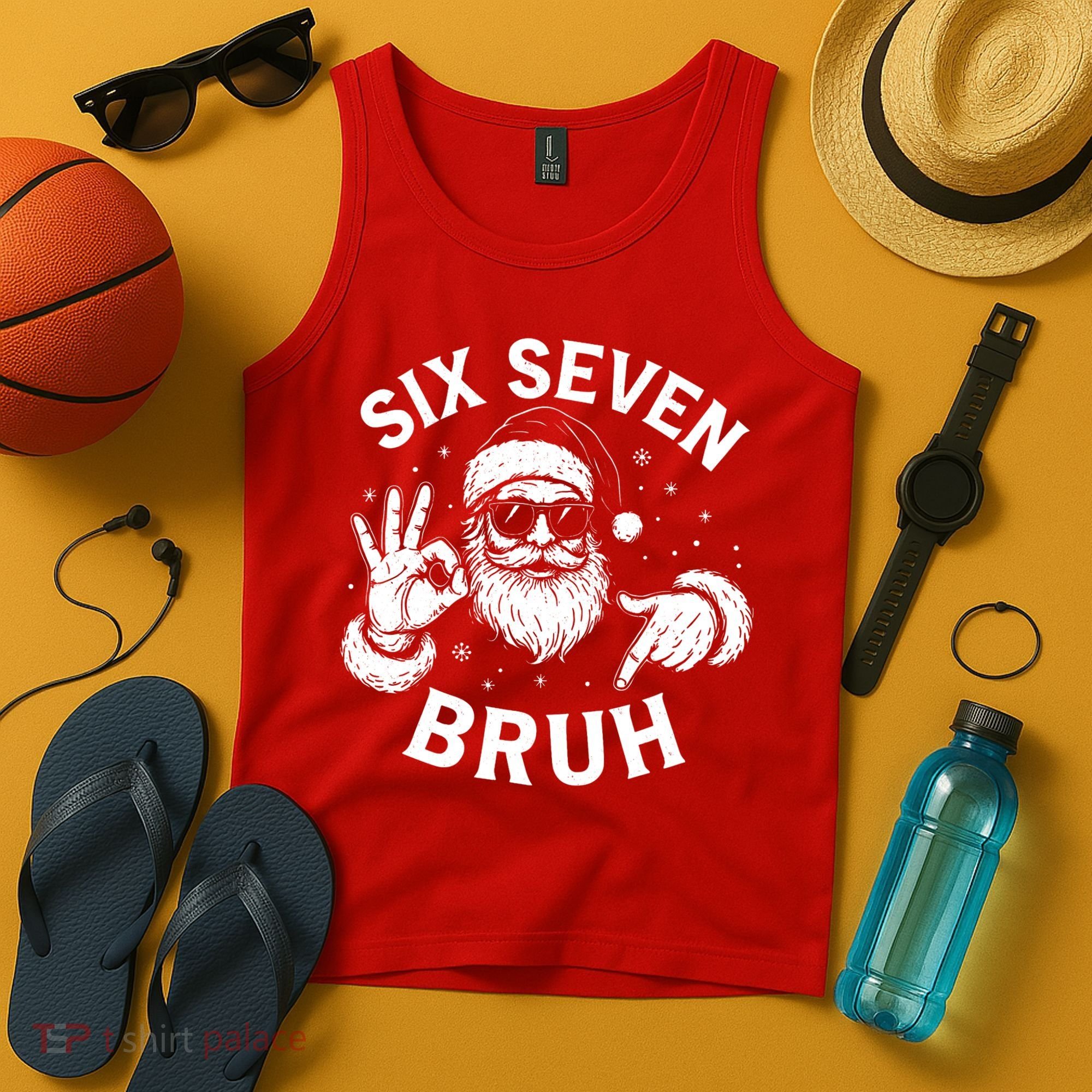 Bruh 67 Christmas Santa Claus Six Seven 6 7 Meme Tank Top