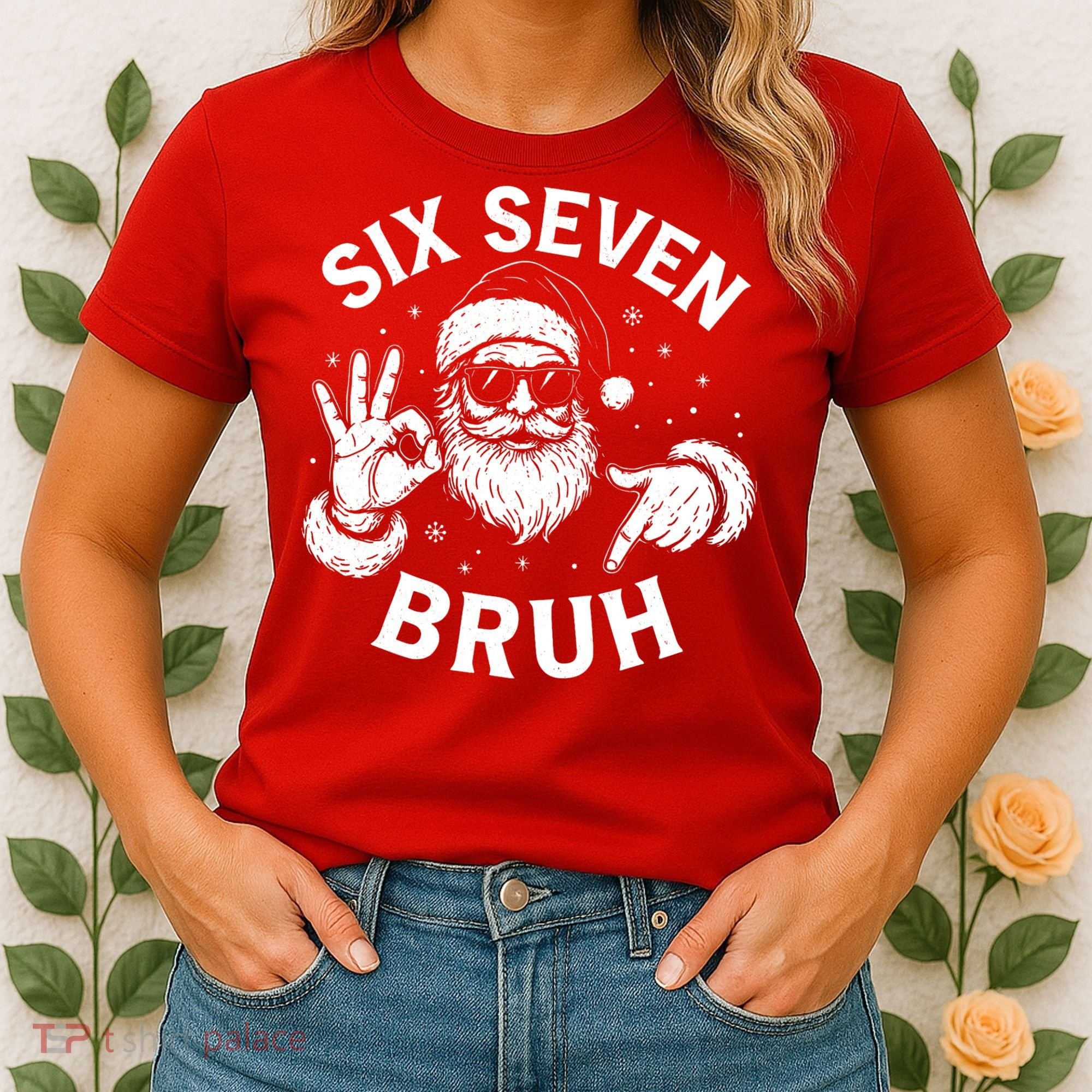Bruh 67 Christmas Santa Claus Six Seven 6 7 Meme Women's T-Shirt