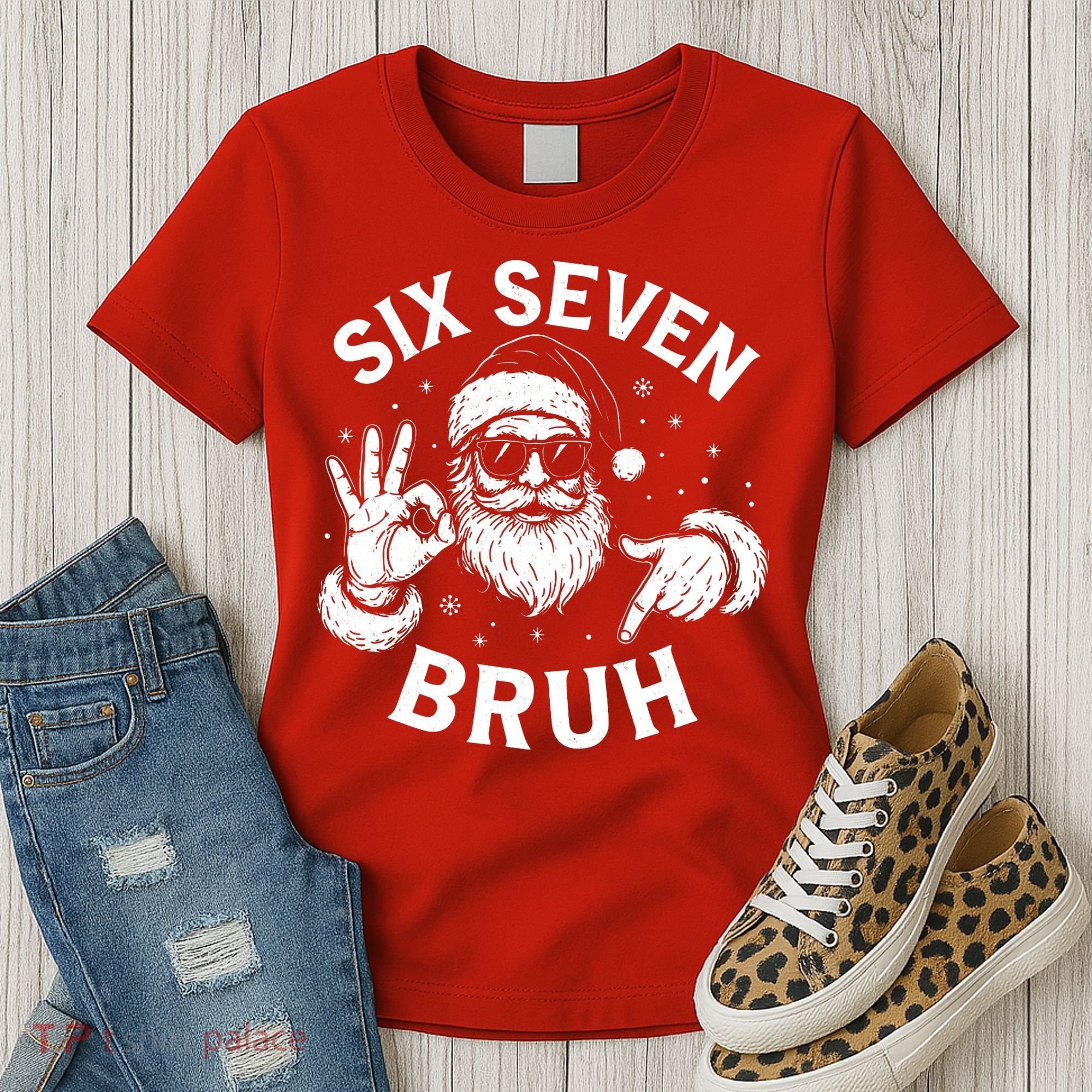 Bruh 67 Christmas Santa Claus Six Seven 6 7 Meme Women's T-Shirt