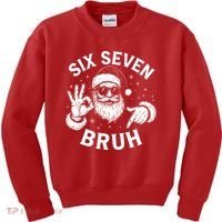 Bruh 67 Christmas Santa Claus Six Seven 6 7 Meme Kids Sweatshirt thumb 0