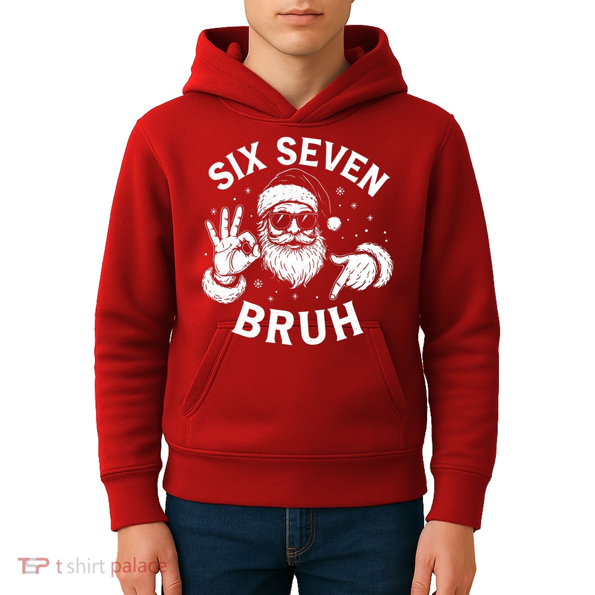 Bruh 67 Christmas Santa Claus Six Seven 6 7 Meme Kids Hoodie
