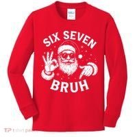 Bruh 67 Christmas Santa Claus Six Seven 6 7 Meme Kids Long Sleeve Shirt thumb 0