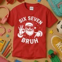 Bruh 67 Christmas Santa Claus Six Seven 6 7 Meme Kids T-Shirt thumb 3