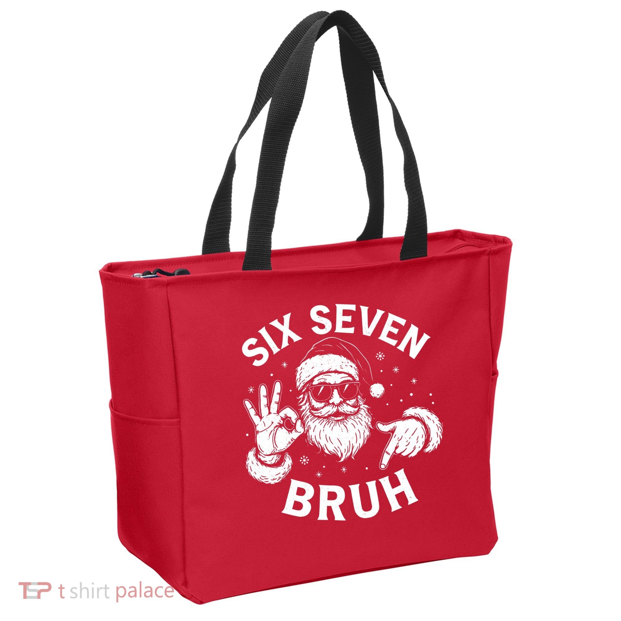 Bruh 67 Christmas Santa Claus Six Seven 6 7 Meme Tote Bag