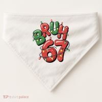 BRUH 67 Christmas Trendy X-Mas Meme USA-Made Doggie Bandana thumb 0