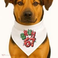 BRUH 67 Christmas Trendy X-Mas Meme USA-Made Doggie Bandana thumb 1