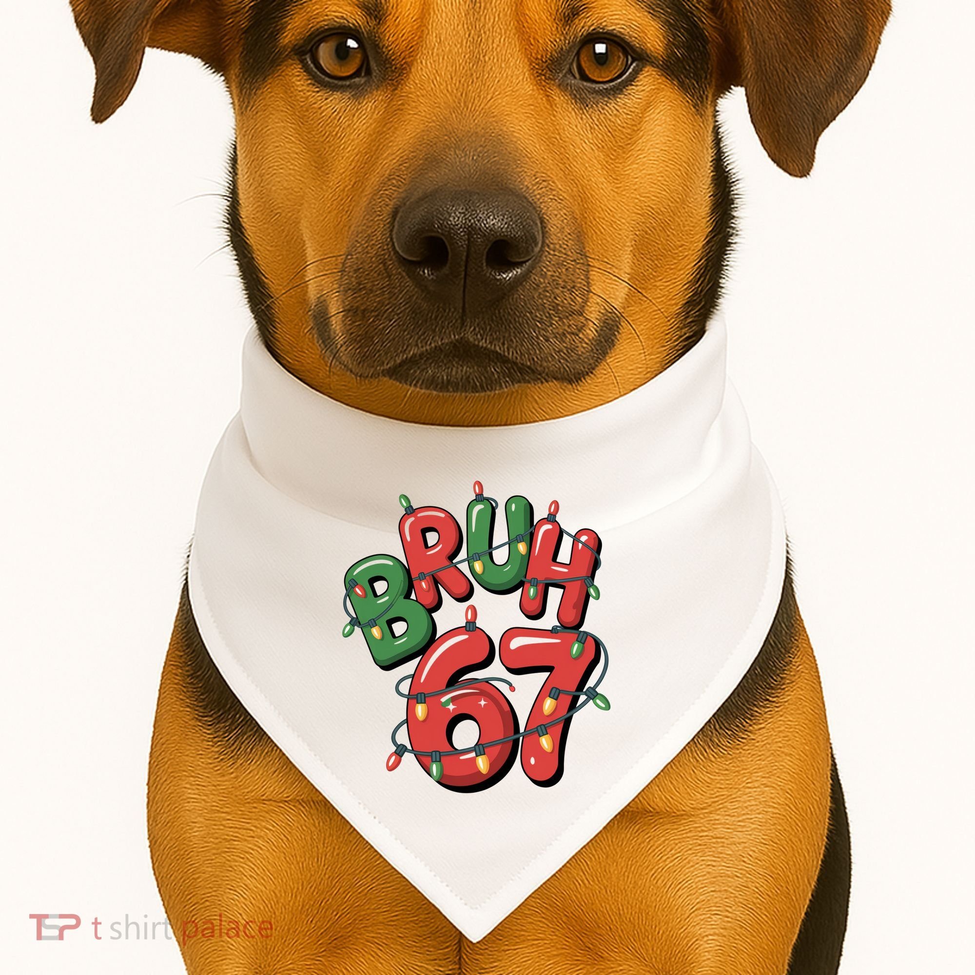 BRUH 67 Christmas Trendy X-Mas Meme USA-Made Doggie Bandana