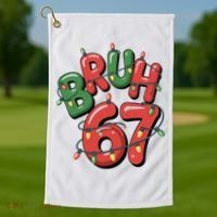 BRUH 67 Christmas Trendy X-Mas Meme Golf Towel thumb 1
