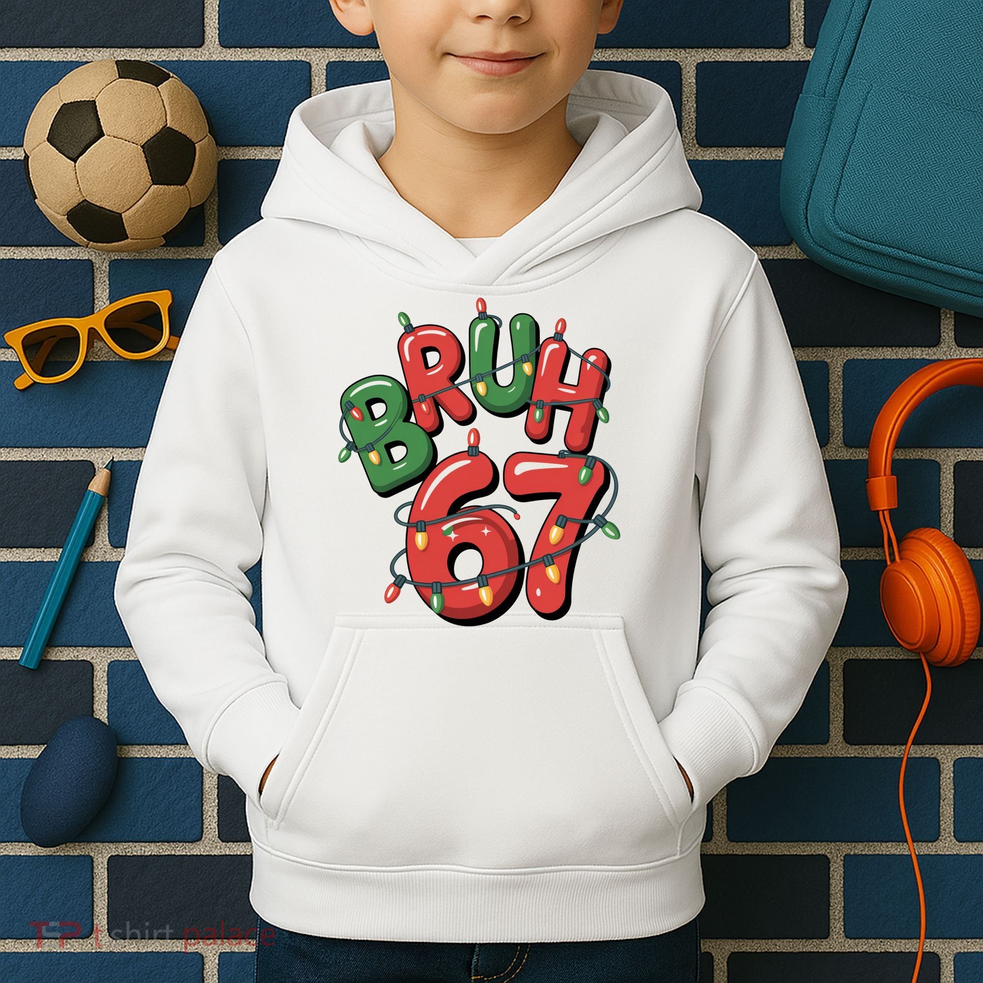 BRUH 67 Christmas Trendy X-Mas Meme Kids Hoodie