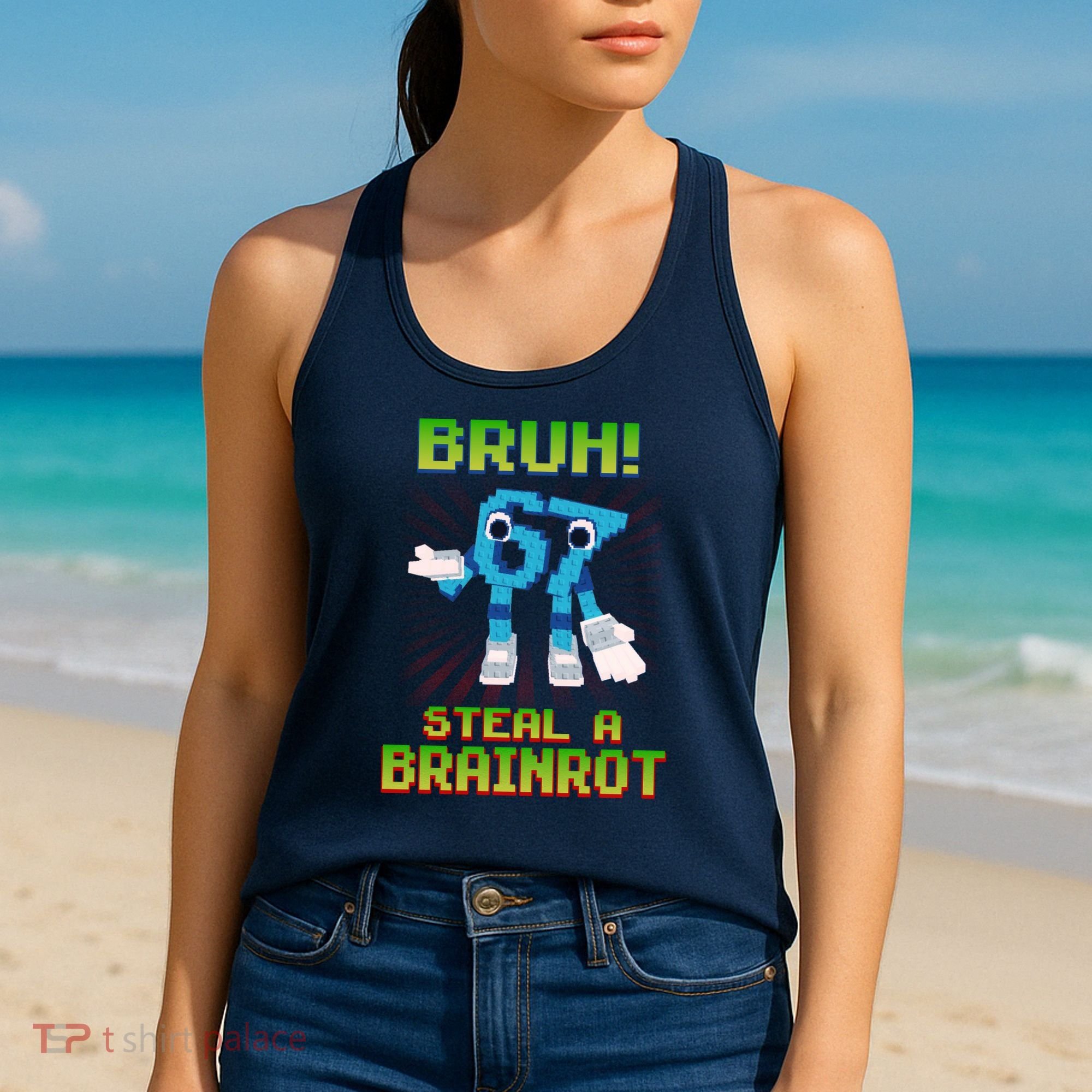 Bruh 67 Six Seven 6-7 Funny Brainrot Meme Women's Tank Top