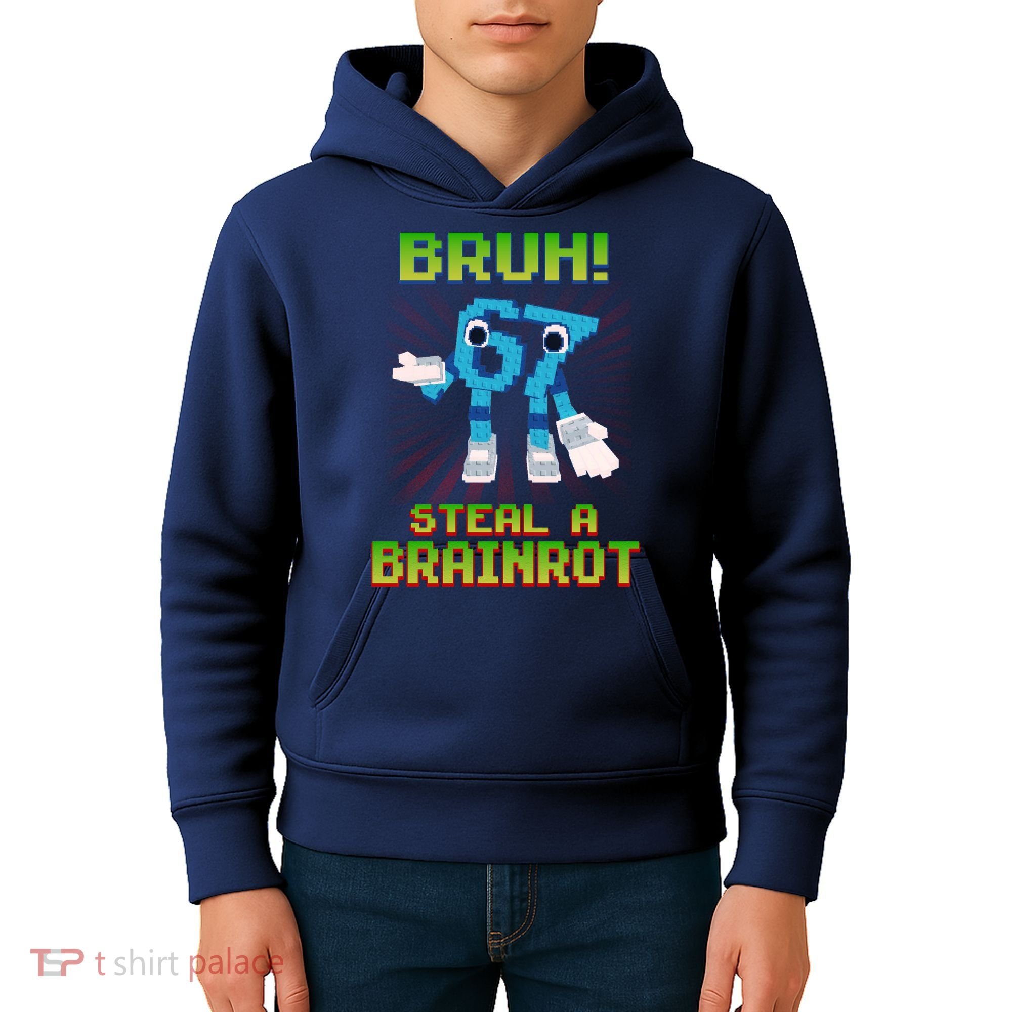 Bruh 67 Six Seven 6-7 Funny Brainrot Meme Kids Hoodie