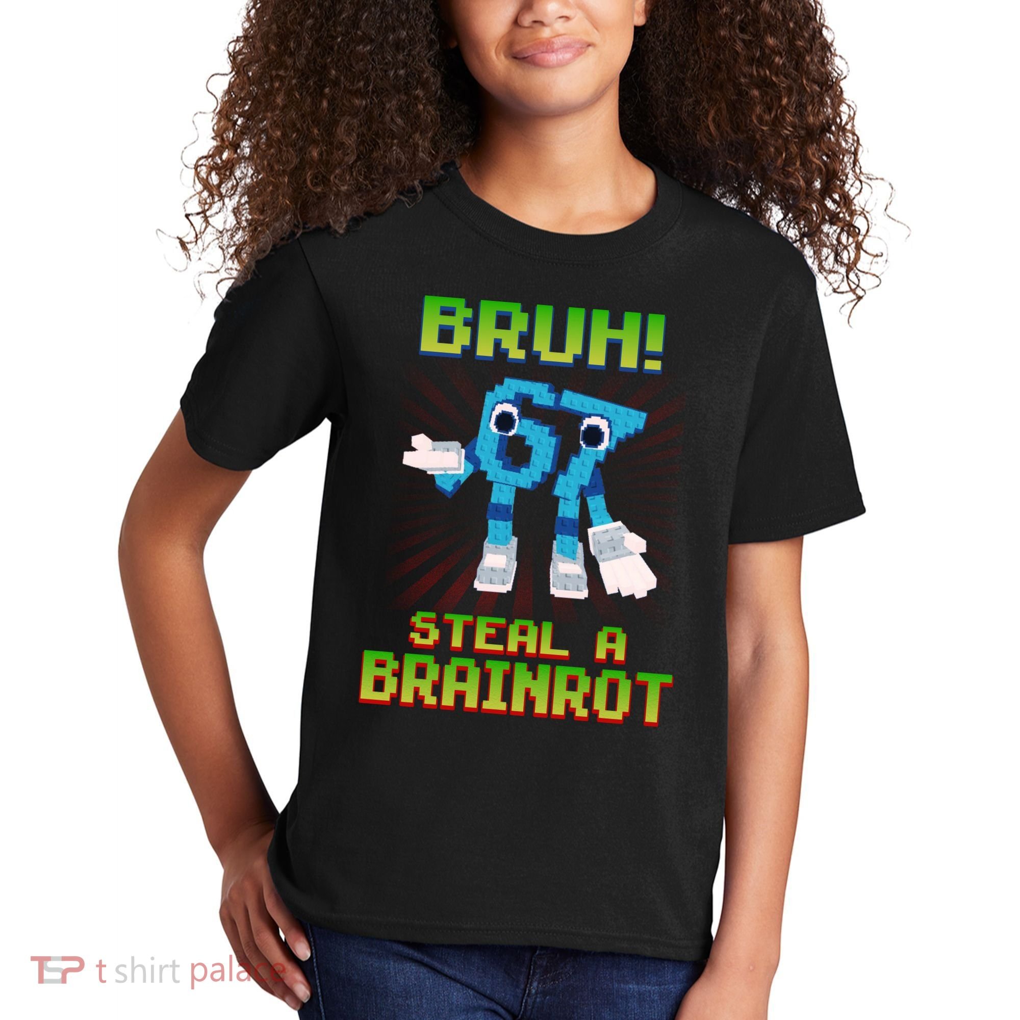 Bruh 67 Six Seven 6-7 Funny Brainrot Meme Kids T-Shirt