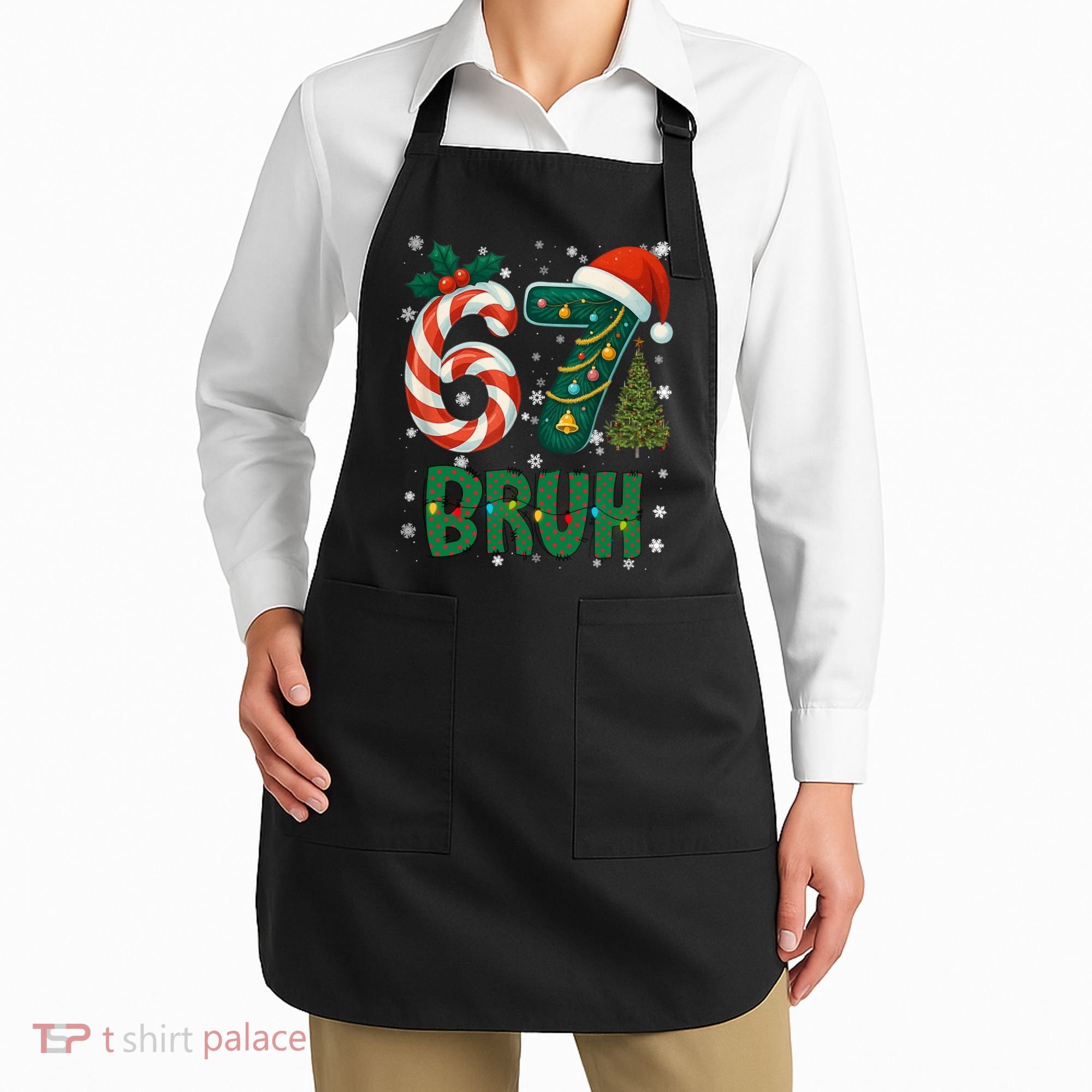 Bruh 67 Six Seven 6-7 Meme Christmas Funny Apron