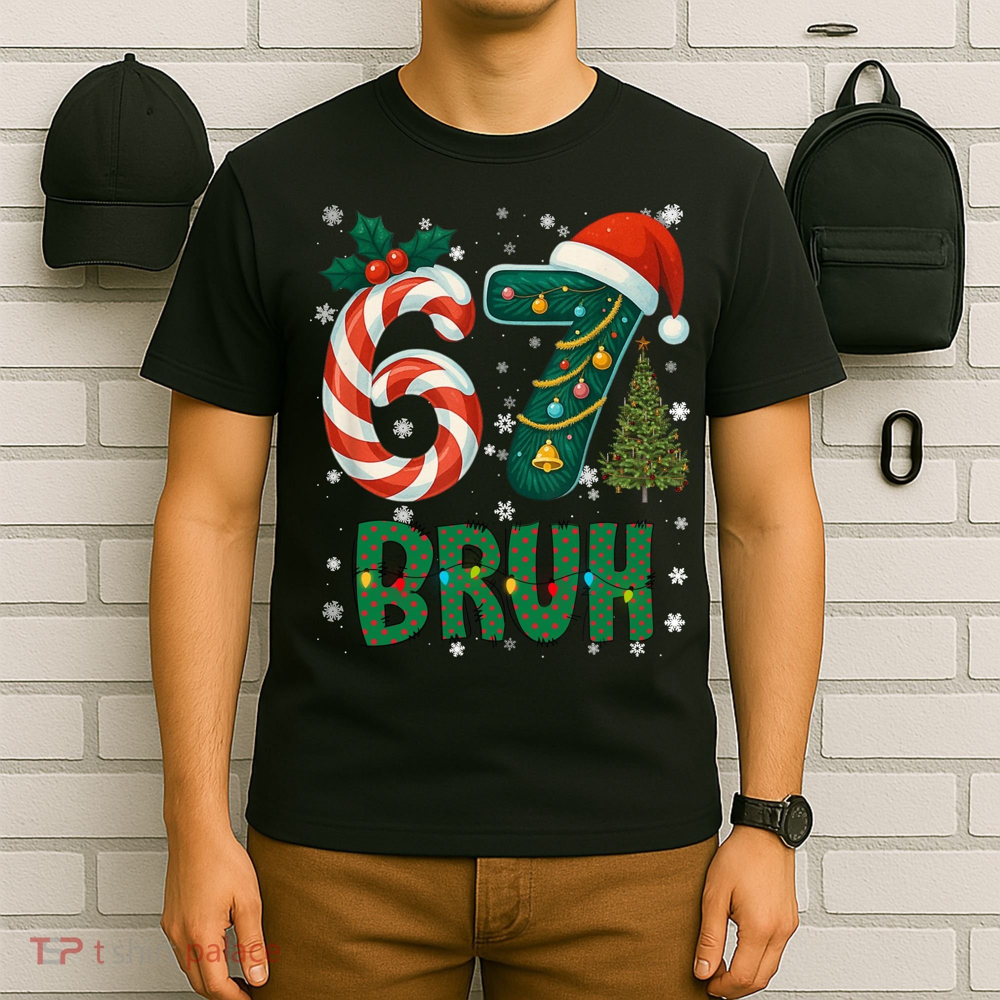 Bruh 67 Six Seven 6-7 Meme Christmas Funny T-Shirt