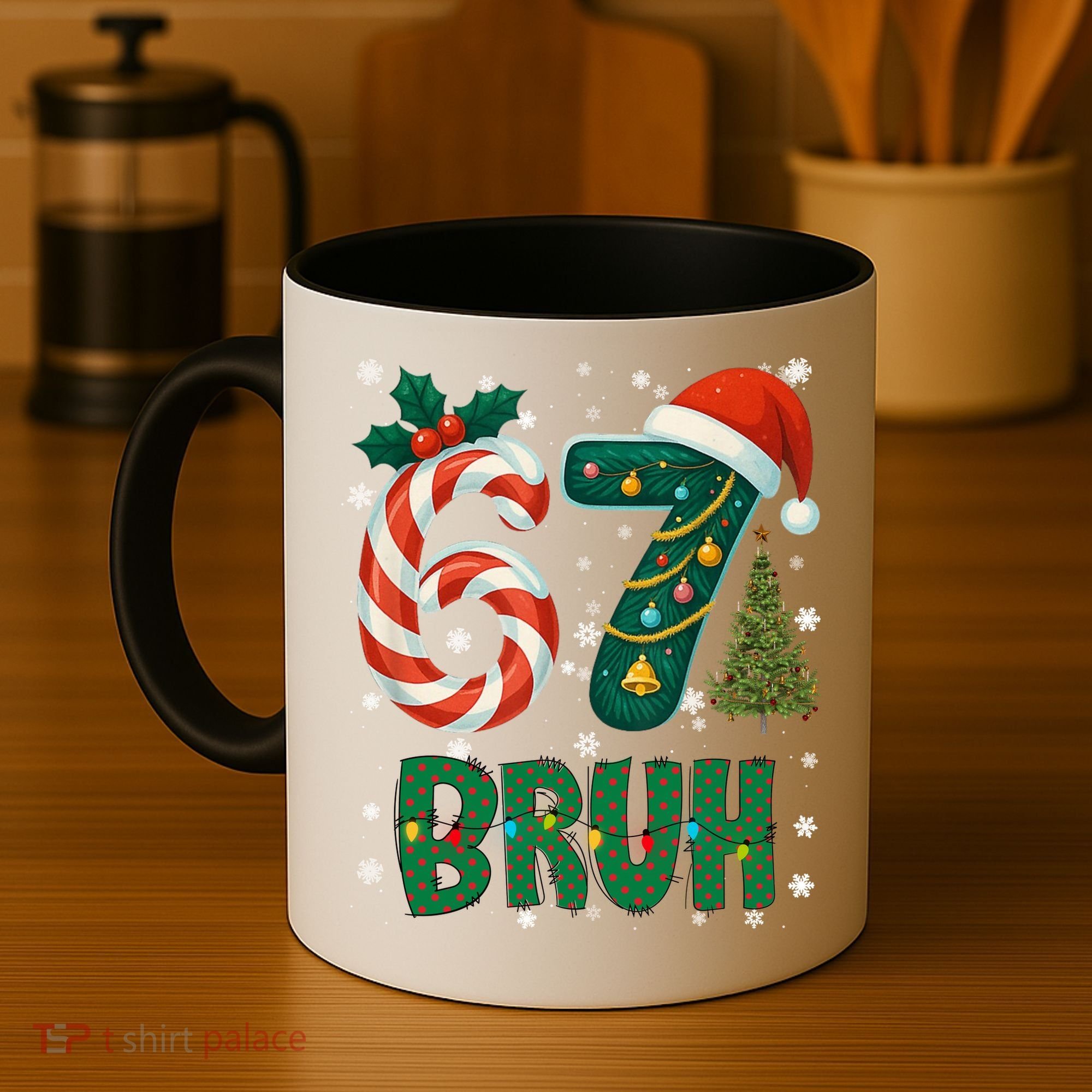 Bruh 67 Six Seven 6-7 Meme Christmas Funny Coffee Mug