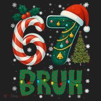 Bruh 67 Six Seven 6-7 Meme Christmas Funny Beanie thumb 2
