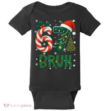 Bruh 67 Six Seven 6-7 Meme Christmas Funny Baby Bodysuit