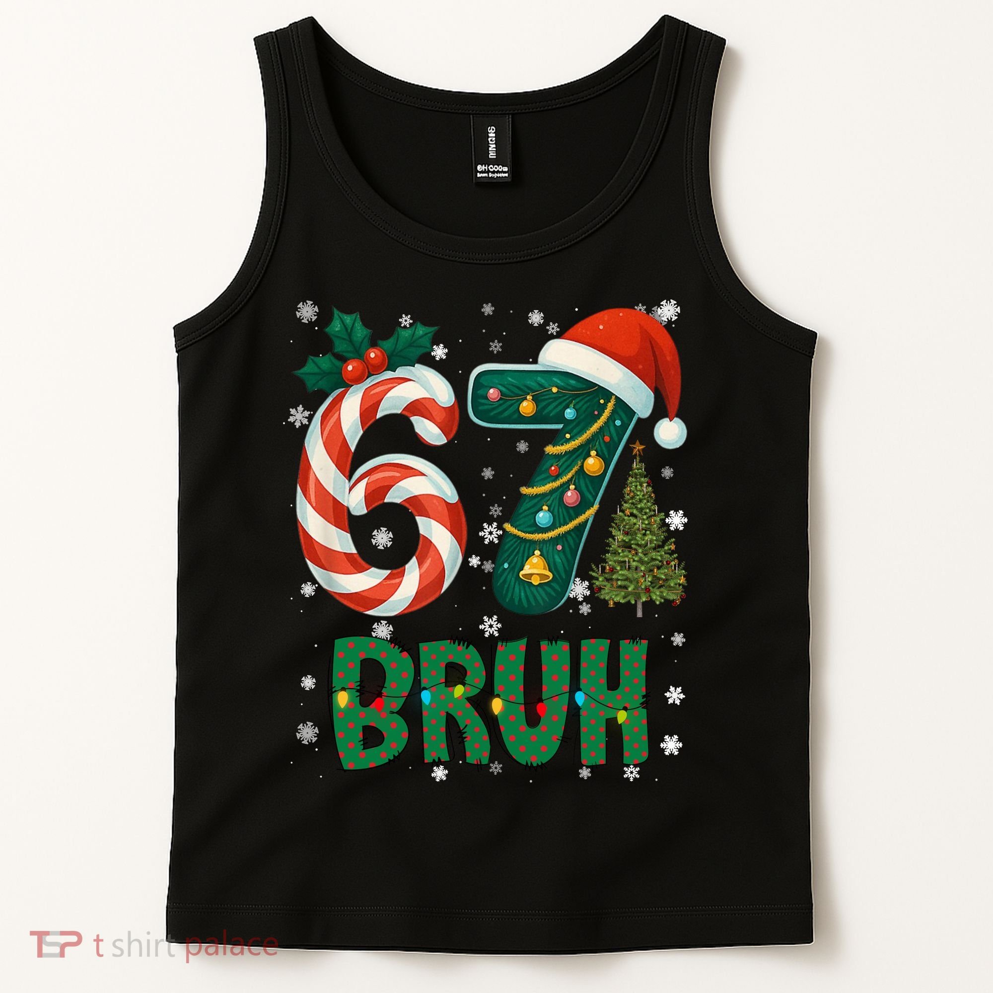 Bruh 67 Six Seven 6-7 Meme Christmas Funny Tank Top